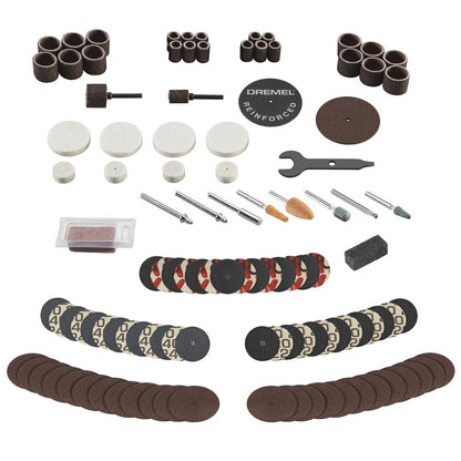 Dremel Juego de accesorios multipropósito para herramienta giratoria, 110 piezas, 709-02, New Set with Reusable Storage, Multicolor