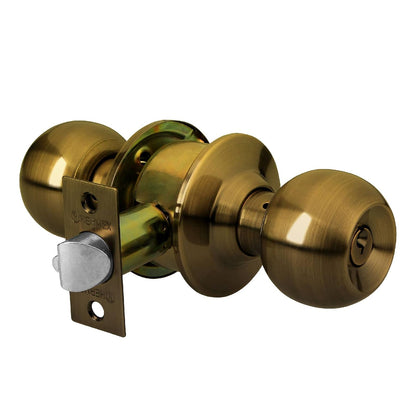 Hermex CEPO-21R, Cerradura de pomo tipo esfera para recámara, mecanismo cilíndrico, latón antiguo