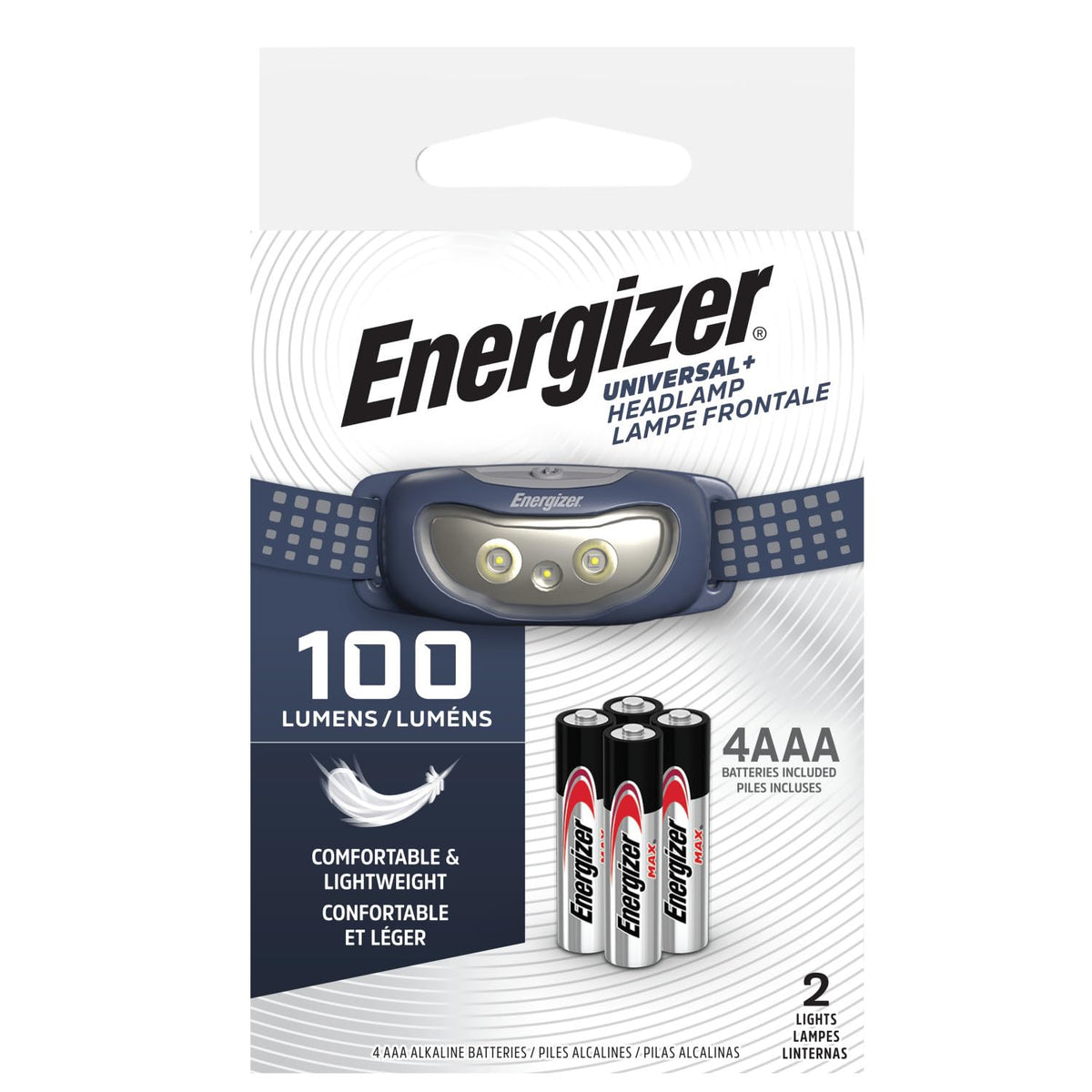 Energizer Universal+ - Faros delanteros LED (2 unidades), IPX4 resistentes al agua, luz de cabeza brillante para exteriores, camping, correr, tormenta, luz LED de supervivencia para emergencias