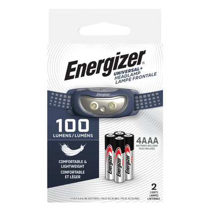 Energizer Universal+ - Faros delanteros LED (2 unidades), IPX4 resistentes al agua, luz de cabeza brillante para exteriores, camping, correr, tormenta, luz LED de supervivencia para emergencias