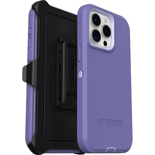 OtterBox - Funda para iPhone 15 Pro MAX (Solamente) Defender Series, Mountain Majesty (Morado), sin Pantalla, Resistente y Duradero, con protección de Puerto, Incluye Soporte de Clip de Funda