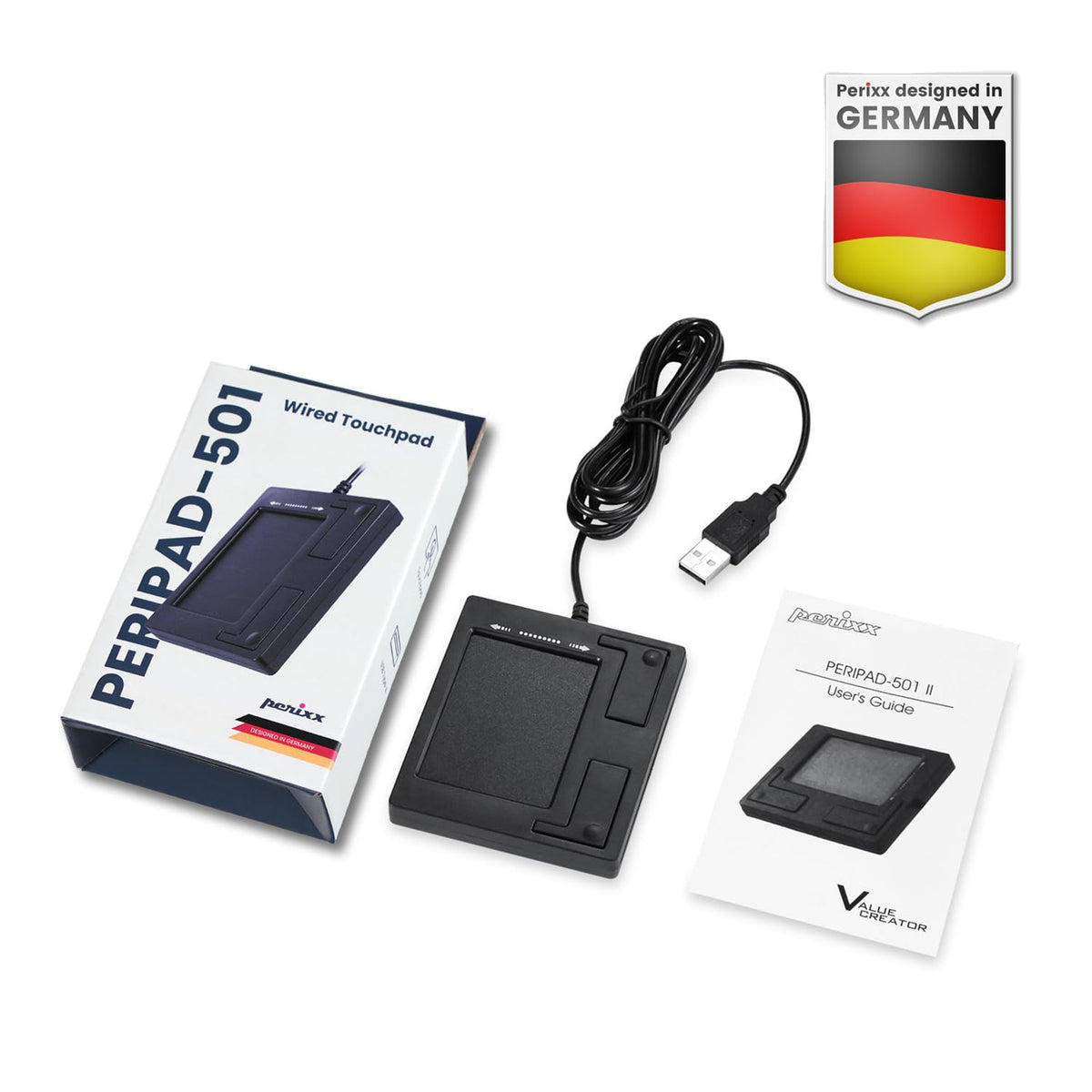Perixx PERIPAD-501 - Panel táctil USB con Cable, Panel táctil portátil para computadora portátil y computadora de Escritorio, Negro, tamaño pequeño (11284)