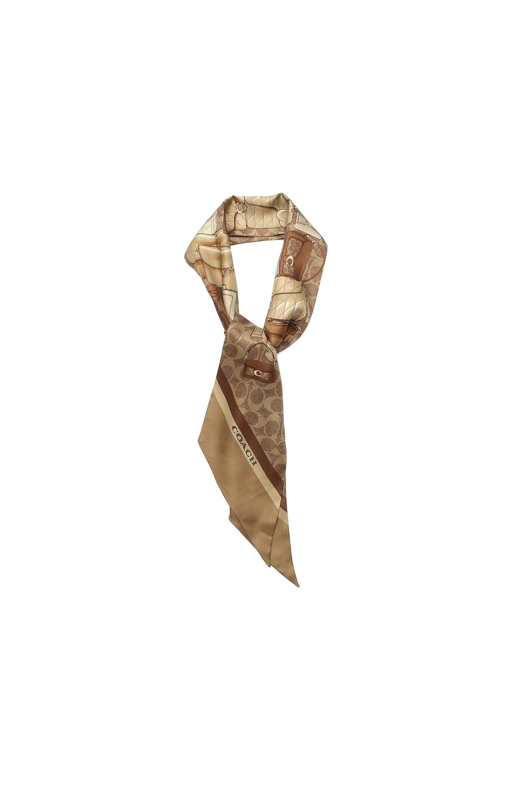 Coach Stacked Tabby Printed Wide Silk Skinny Bufanda delgada de seda Mujer