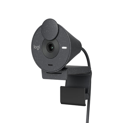 Logitech Brio 300 – Cámara Web HD 1080p con Micrófono y Obturador de Privacidad - Grafito