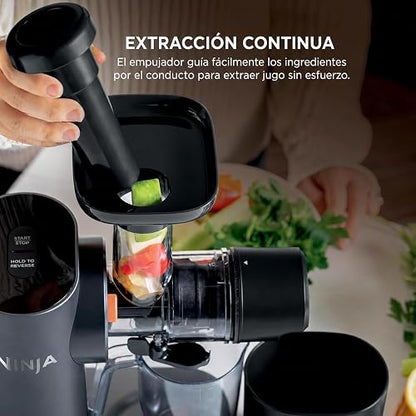 Ninja NeverClog Exprimidor de Prensa en Frío Control de Pulpa JC151 | NeverClog sin Atascos | Control de Pulpa a Tu Gusto | Jarra 710ml + Contenedor 1L