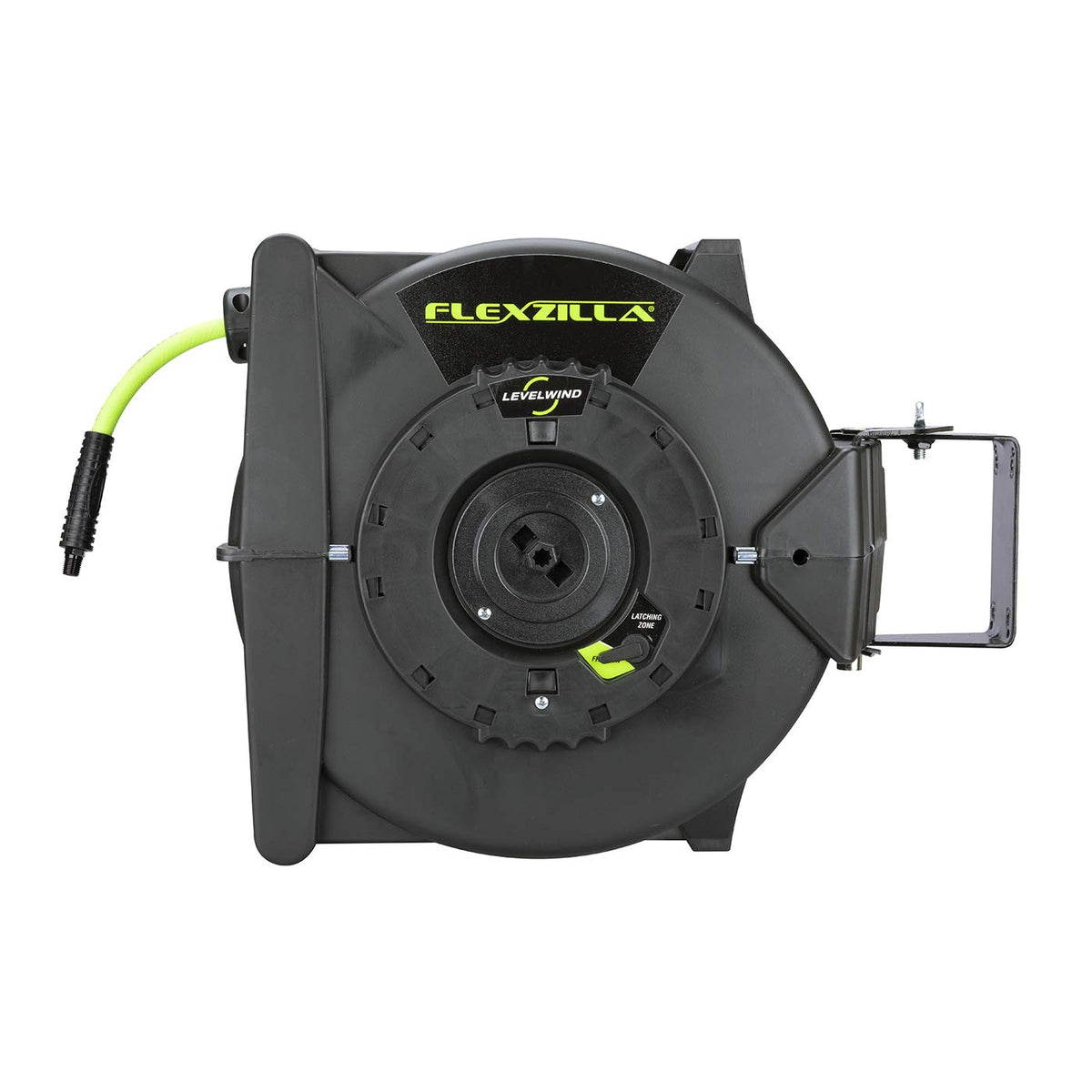 Flexzilla Pro Levelwind - Carrete de manguera de aire retráctil, 3/8 pulgadas. x 50 pies, resistente, ligero, híbrido, ZillaGreen - L8305FZ