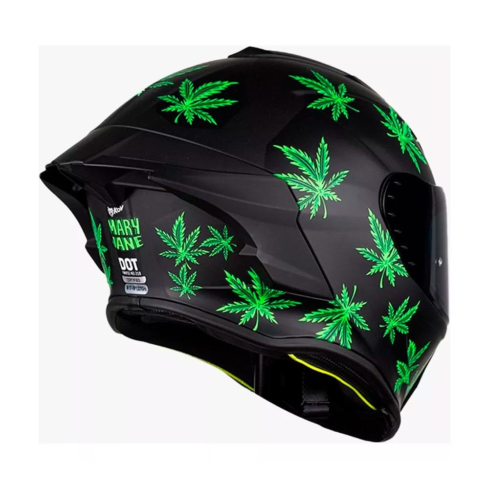 KOV Casco Buster Mary Jane Negro Mate Brilla EN LA Oscuridad para Moto Certificado Dot