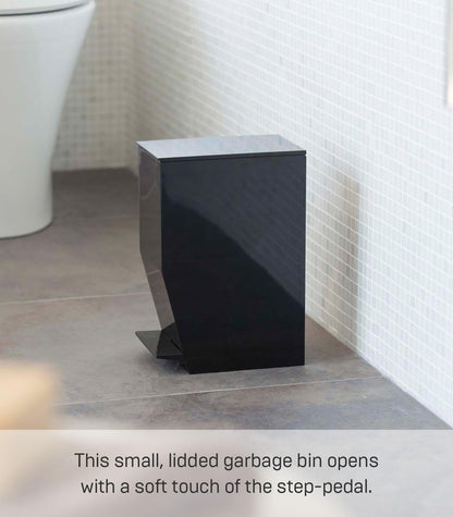 Yamazaki Home - cubeta de Basura Sanitario para baño, Cocina, plástico, 1 galón | 3.9 litros, Asas, Tapa, no Requiere Montaje.