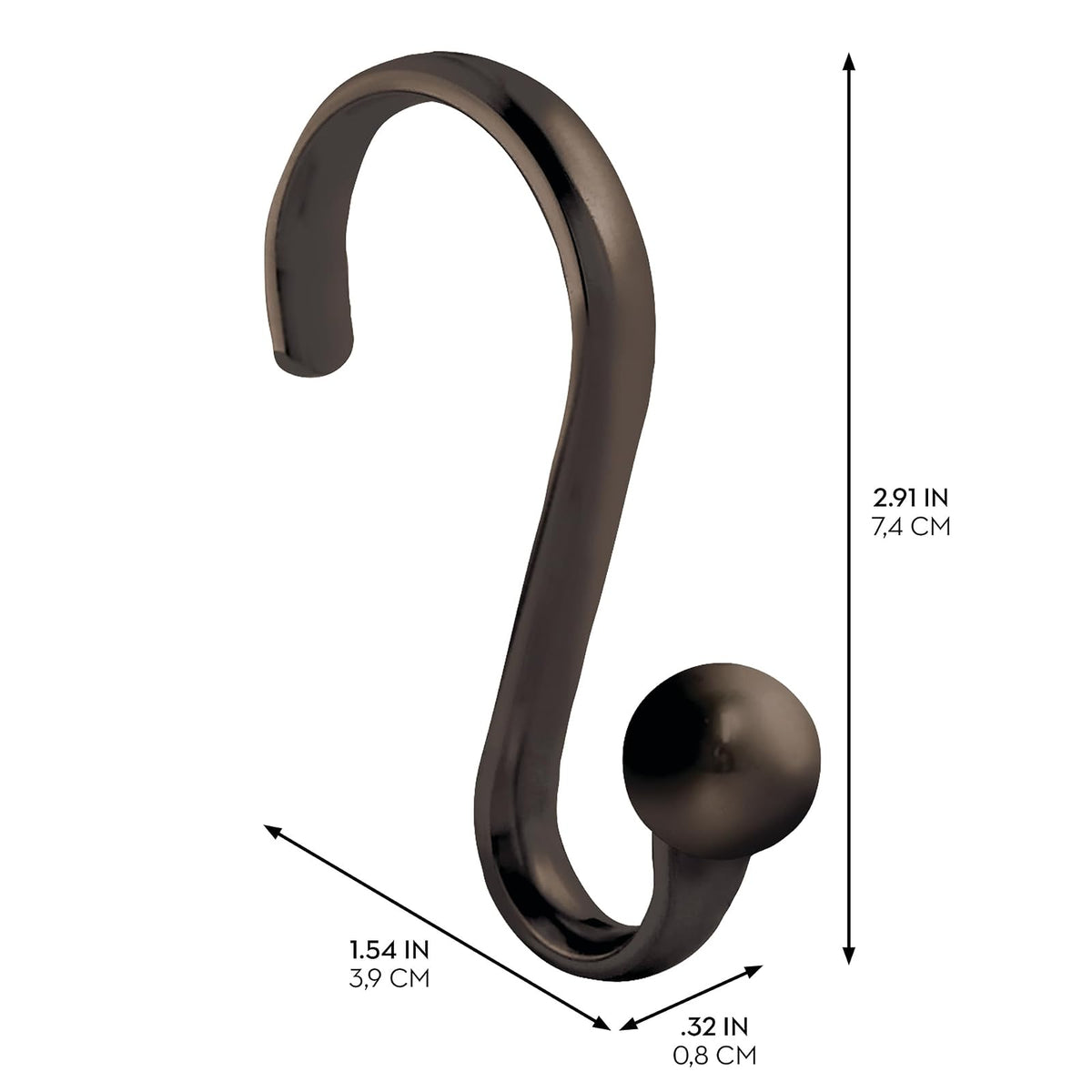 InterDesign Set of 12 Shower Hooks, Ball, Bronze