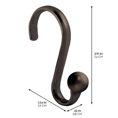 InterDesign Set of 12 Shower Hooks, Ball, Bronze