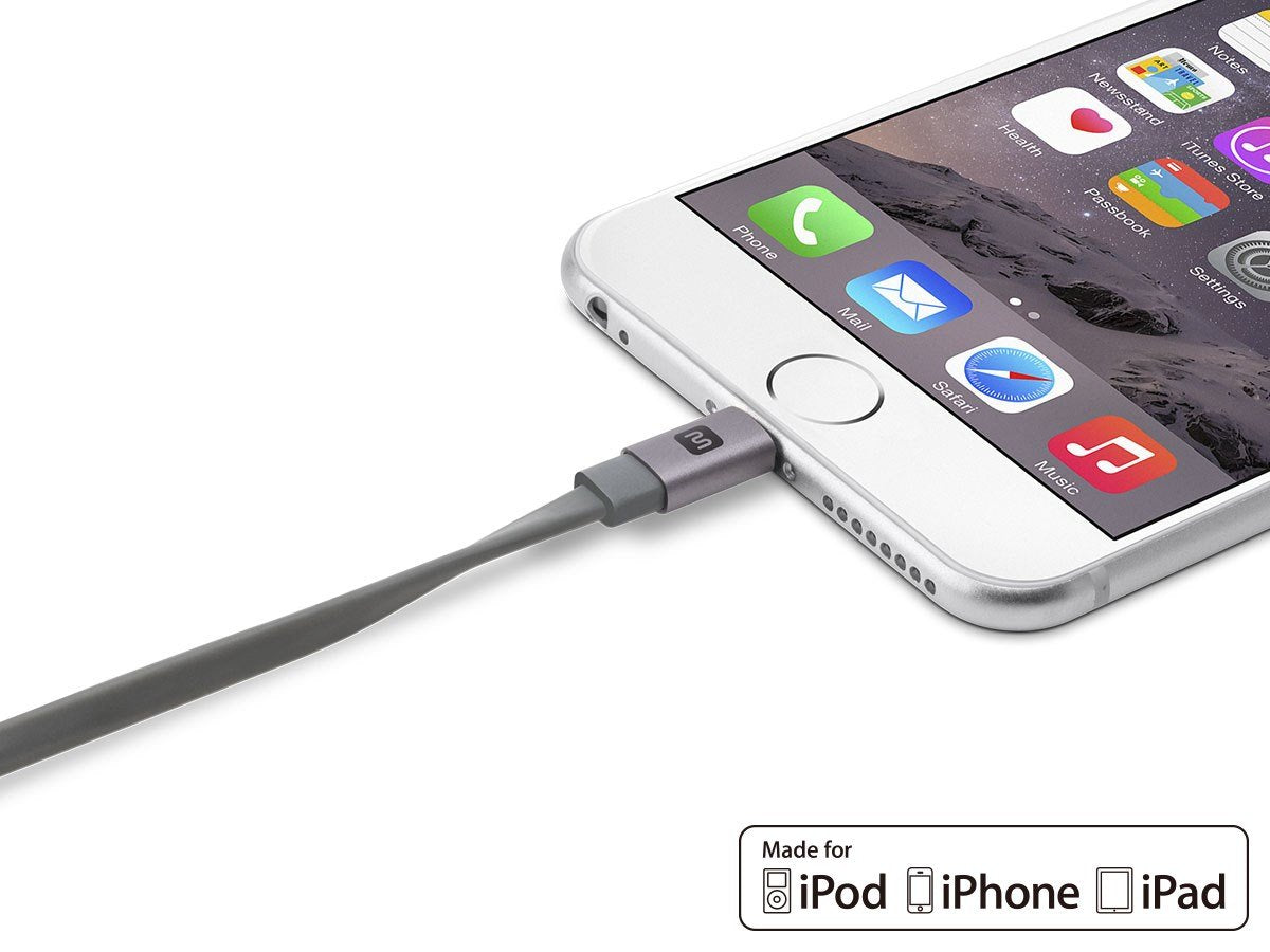 Monoprice Cabernet Series Apple MFi Certified Flat Lightning to USB Charge & Sync Cable, 4ft Black for iPhone X, 8, 8 Plus, 7, 7 Plus, 6, 6 Plus, 5S , iPad Pro