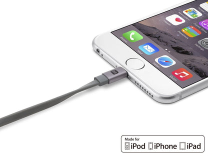 Monoprice Cabernet Series Apple MFi Certified Flat Lightning to USB Charge & Sync Cable, 4ft Black for iPhone X, 8, 8 Plus, 7, 7 Plus, 6, 6 Plus, 5S , iPad Pro