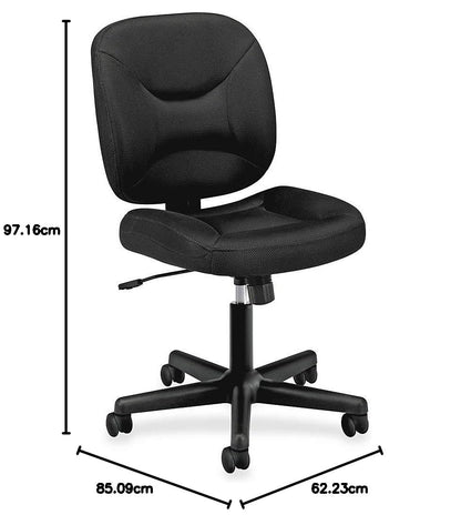 HON ValuTask - Silla de computadora sin Brazos, Malla Acolchada con Respaldo bajo, Control ergonómico de inclinación y tensión, Ruedas giratorias, sillas de computadora de Oficina en casa, para