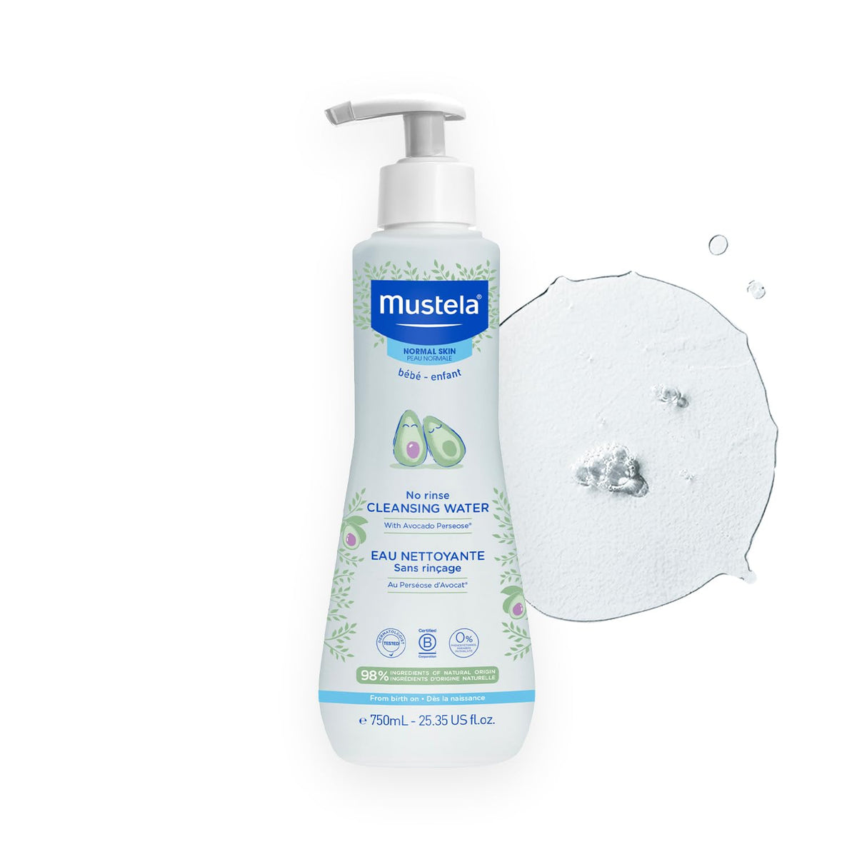Mustela Agua Limpiadora Micelar para Bebé, Sin Enjuague - Aloe vera
