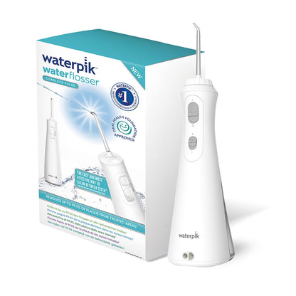 Waterpik Irrigador Bucal Cordless Pulse WF-20 con Limpiador de Lengua. | Recargable y Portátil. Encías Saludables y Dientes más en 14 Días, Elimina el 99% de la Placa Dental en 3 Seg.