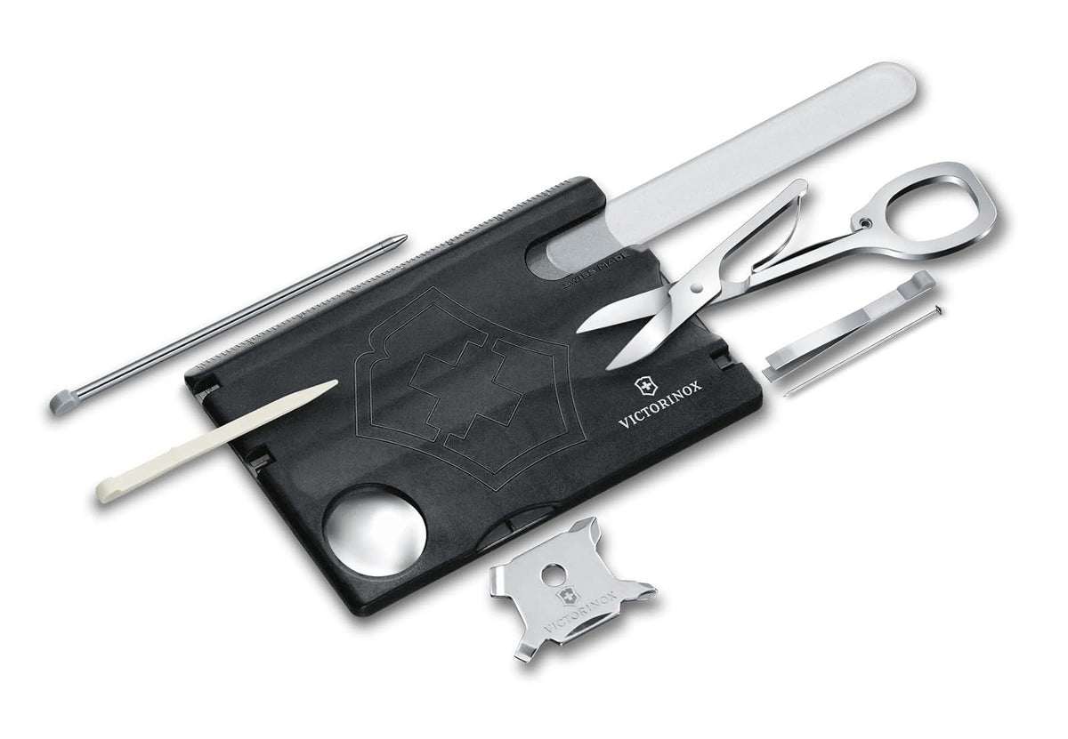 Victorinox Swisscard Nailcare, Lima de Cristal, color Negro Transparente, 13 Usos