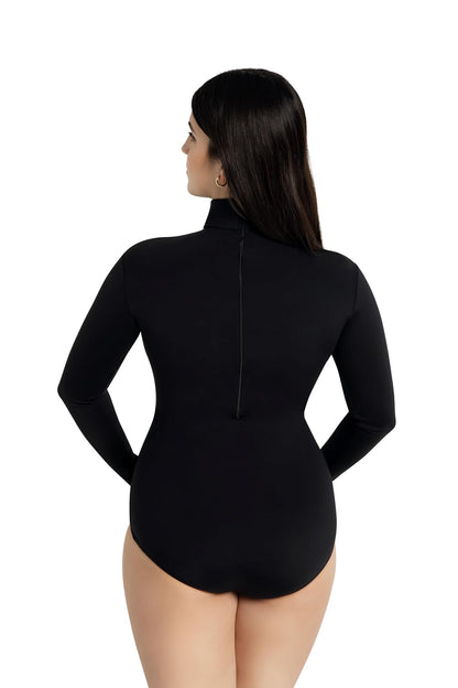 Capezio - Maillot de manga larga con cuello alto para mujer