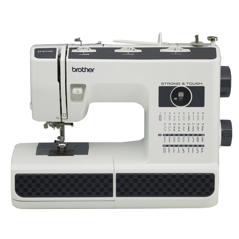 Máquina de Coser Brother, 37 Puntadas, Color Blanco con Negro, Modelo ST371HD