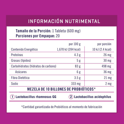 PROBIOTIX KIDS, 10 Billones de Probióticos, Tabletas Masticables Sabor Moras, Equilibra el Sistema Digestivo