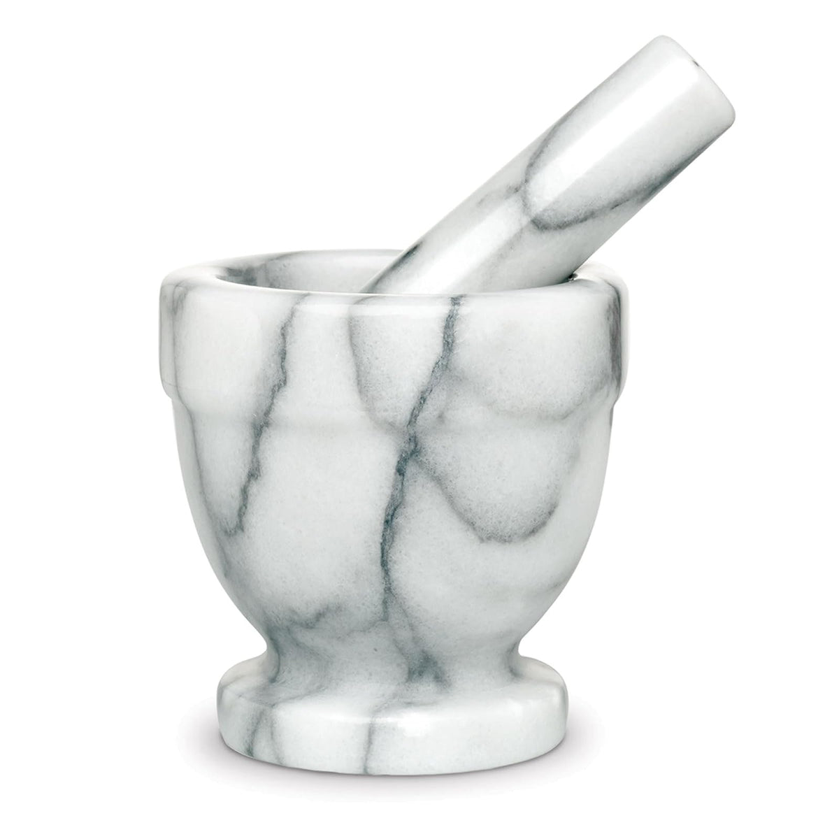 HIC - Juego de triturador de hierbas de mortero y pilón, mármol de carrara sólido, 10.1 x 5 cm, Pie, Blanco, 1