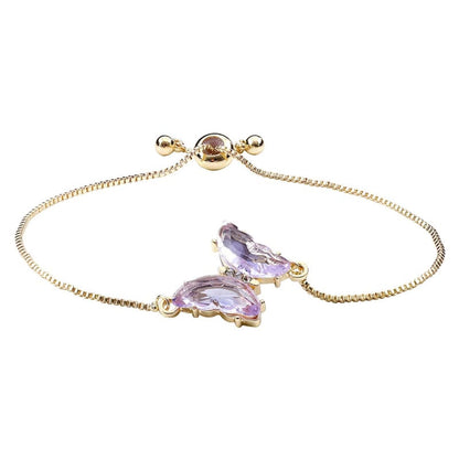 Faithworks Christian Jewelry – Pulsera de mariposa esmaltada en tono dorado y tono dorado, ajustable, morado