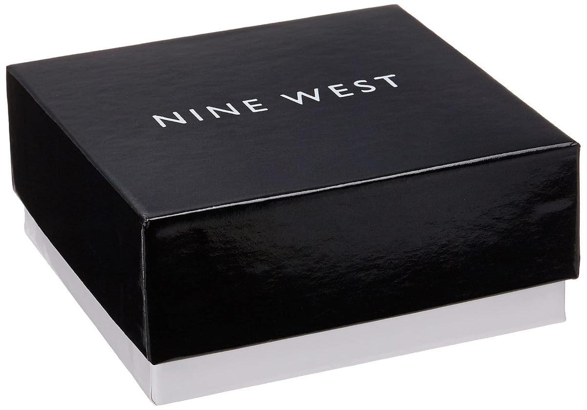 Nine West Juego de Collar y Aretes Mariposa | Plata, diseño colgante y botón, acero inoxidable, pouch incluido