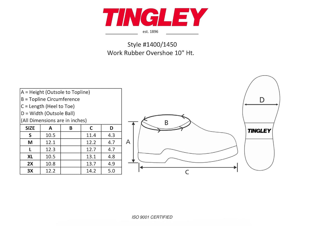Tingley goma 1400Ã‚ Chanclo de hule de 25.4Ã‚ cm con bota de botón, tamaño mediano, color negro