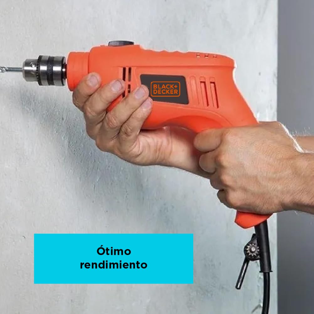 BLACK+DECKER Taladro Rotomartillo 3/8” (10mm), 550W, 2900 RPM, TB550