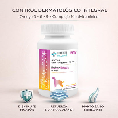 Fancy Pets Medical Solutions Complete Derma Care para Perros 60 Tabletas Masticables Suplemento Nutricional para Piel y Pelaje Saludable