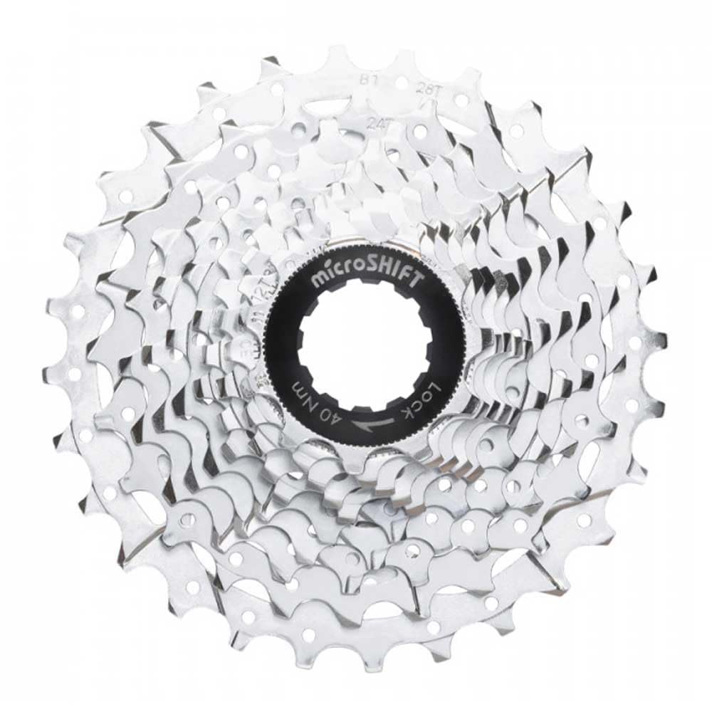 MICROSHIFT Cassette de Piñones Ruta CS-G100 Acero 10P 11/28 Centos Araña de Aluminio Piñones Cromado