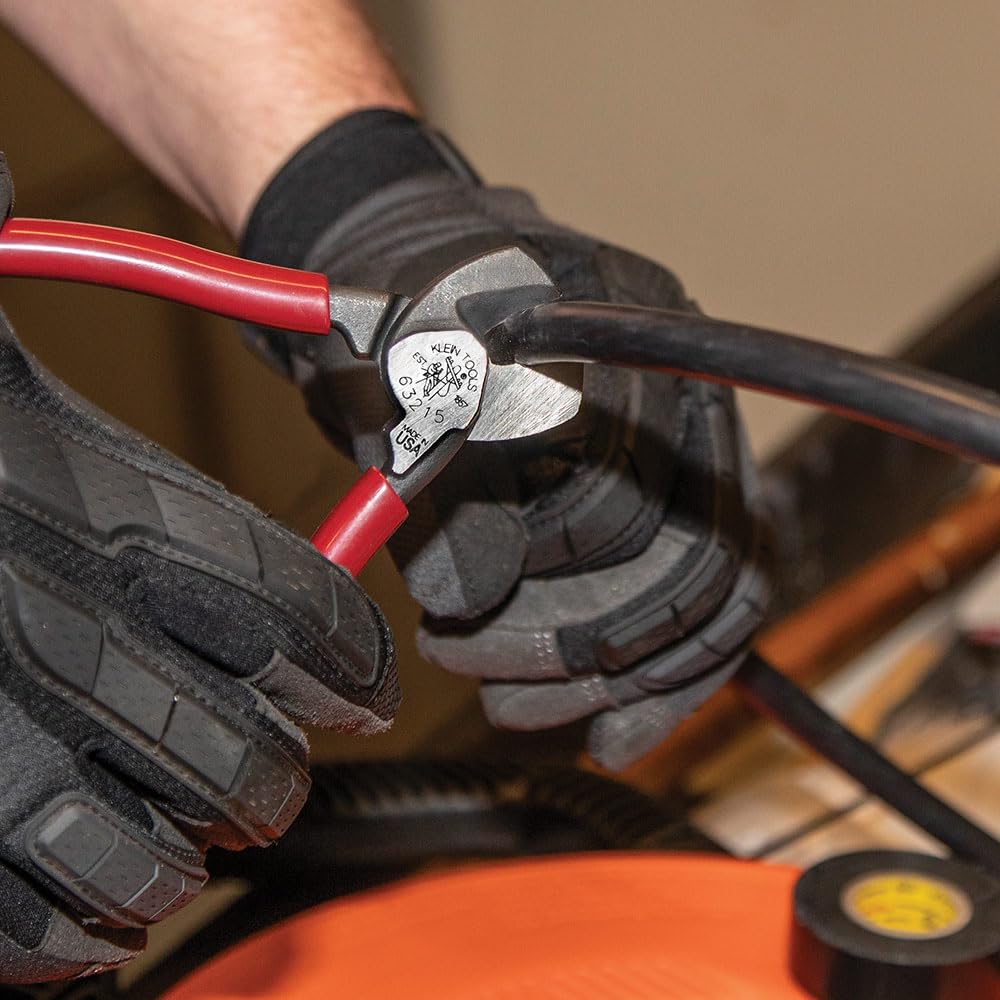 Klein Tools 63215 - Cortador de cables, fabricado en Estados Unidos, compacto de alto apalancamiento de 6.5 pulgadas, forjado de acero fabricado en Estados Unidos, ideal para cortar cables de aluminio