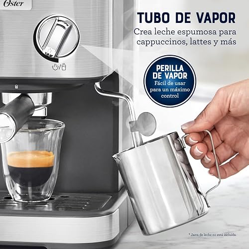 Oster Cafetera Compacta Espresso con 15 Bar y hasta 2 Espressos por Ciclo | Prepara espresso, cappuccinos y lattes, compatible con cápsulas Dolce Gusto, incluye accesorios,