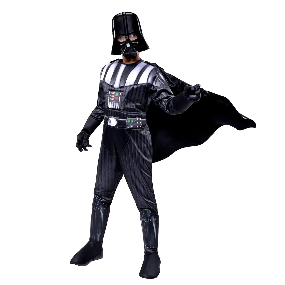 Star Wars Darth Vader - Disfraz oficial de lujo juvenil – overol acolchado con guantes, capa desmontable y máscara de plástico (S) Multi