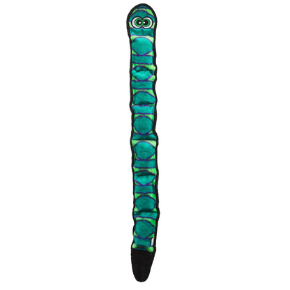 Outward Hound Invincibles Serpiente de Peluche sin Relleno para Perro - 6 Squeakers - Azul - verde