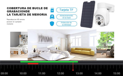 ZDQC 3MP Cámara de Seguridad 4G Exterior Ip66 360° Camaras Vigilancia Visión Nocturna a Color, HD Visión Nocturna, Audio Bidireccional, Detección de Movimiento,Rastreo MóVil AI
