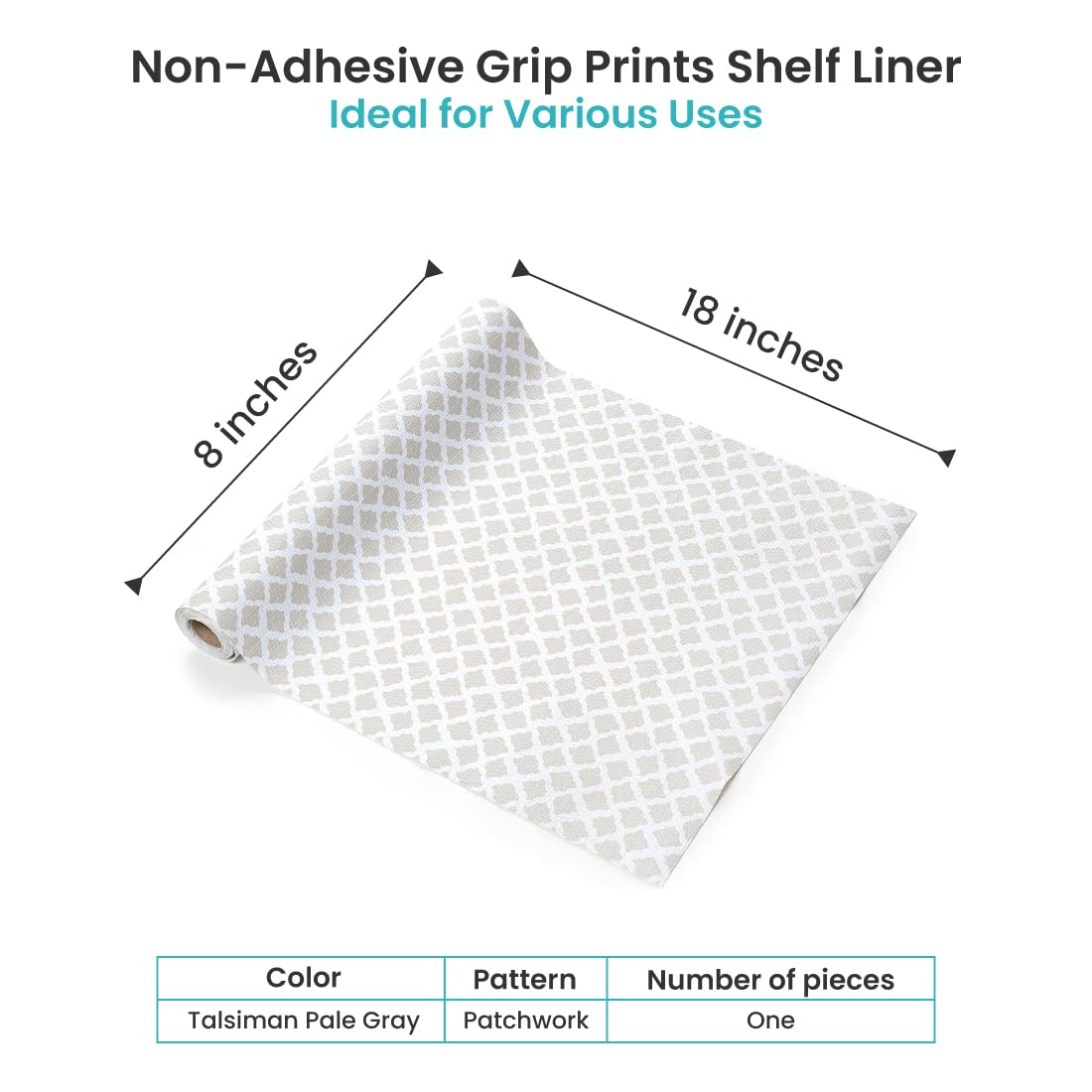 Con-Tact 08F-C8AR0-04 Solid Grip Prints Non-Adhesive Non-Slip Shelf and Drawer Liner, 18-Inches by 8-Feet, Talisman Taupe