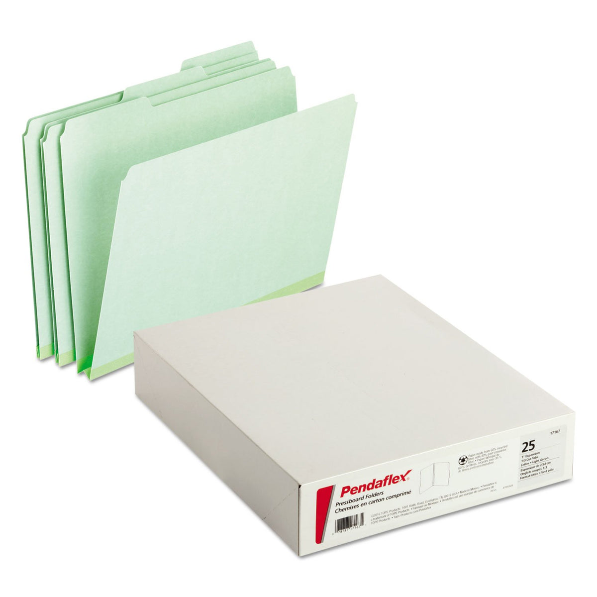 Pendaflex 17167 - Carpetas expandibles para prensado, 1/3 de corte superior, letra, verde (caja de 25)