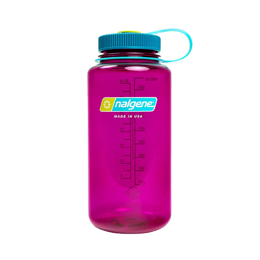 Nalgene Sustain Tritan - Botella de agua sin BPA hecha con material derivado de 50% residuos de plástico (utilizando balance de masa certificado ISCC), 32 onzas, boca ancha, berenjena