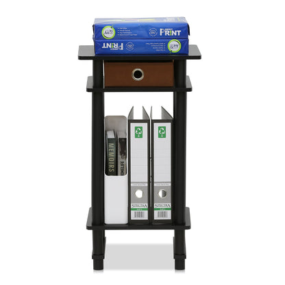 Furinno Turn-N-Tube Mesa Auxiliar de 3 Niveles con Contenedor de Almacenamiento, Espresso