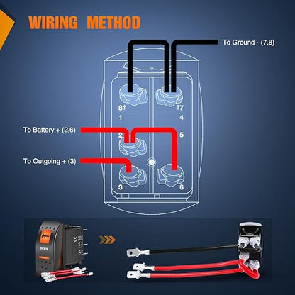 Nilight Interruptor Bocina UTV 5 Pines SPST | Momentáneo On Off, Retroiluminado Naranja, 12V 24V, Compatible Polaris RZR