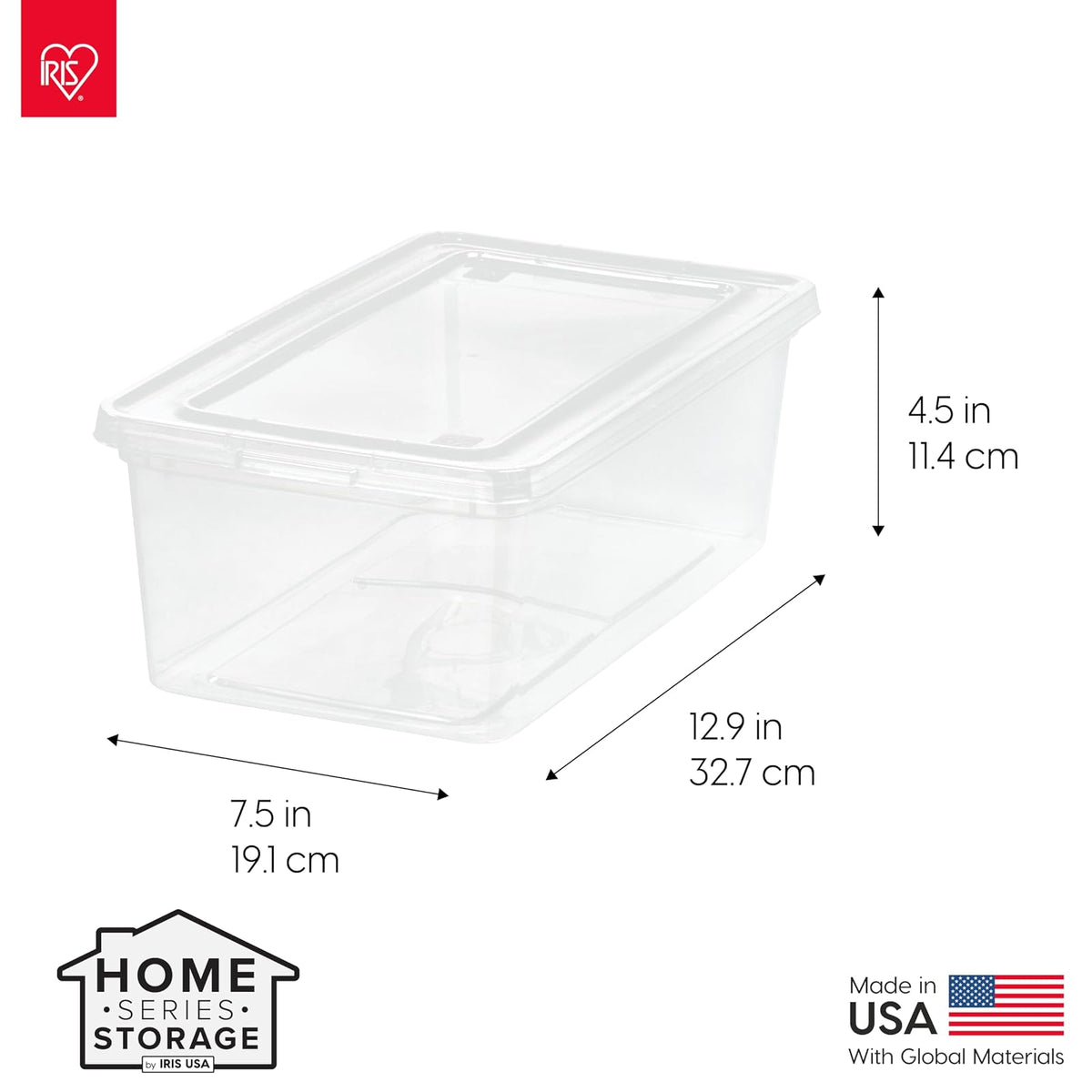 IRIS USA 20 Contenedores de 6 Qt con Tapa, Transparentes, Apilables | Ideal para zapatos, manualidades, oficina y despensa; diseño apilable y transparente para localizar el contenido fácilmente
