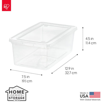 IRIS USA 20 Contenedores de 6 Qt con Tapa, Transparentes, Apilables | Ideal para zapatos, manualidades, oficina y despensa; diseño apilable y transparente para localizar el contenido fácilmente