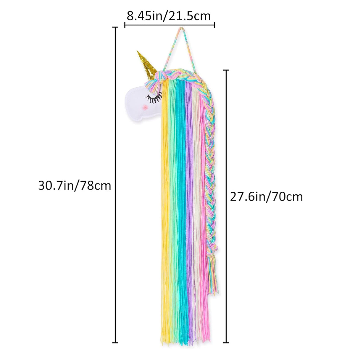 FIOBEE Soporte de lazo para el pelo de unicornio para niñas, organizador de diadema, almacenamiento de unicornio, colgante de pared, decoración del hogar para habitación de niñas