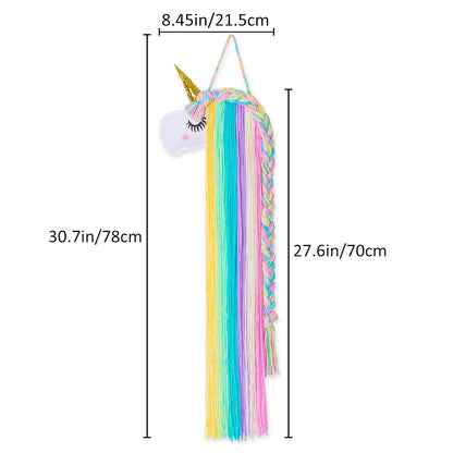 FIOBEE Soporte de lazo para el pelo de unicornio para niñas, organizador de diadema, almacenamiento de unicornio, colgante de pared, decoración del hogar para habitación de niñas