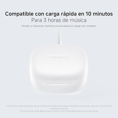 XIAOMI Redmi Buds 6 Play, Azul | Reproducción 36h, Reducción ruido IA, Driver de 10mm, 5 ecualizadores, Carga rápida en 10 minutos, Control táctil, IP54