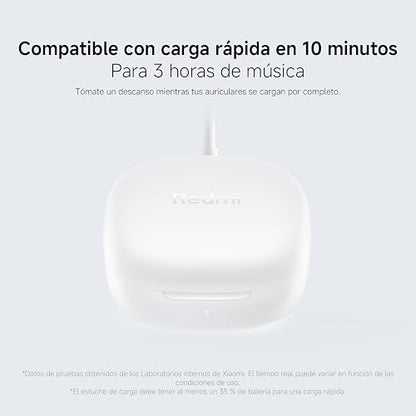XIAOMI Redmi Buds 6 Play, Azul | Reproducción 36h, Reducción ruido IA, Driver de 10mm, 5 ecualizadores, Carga rápida en 10 minutos, Control táctil, IP54