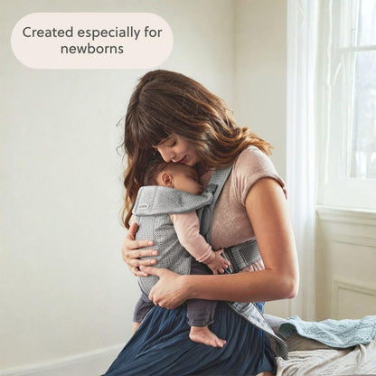 BabyBjörn Canguro Portabebé Mini, Gray, 3D Mesh | Newborn Carrier (7-15 lbs), Ergonomic, Easy-to-Use