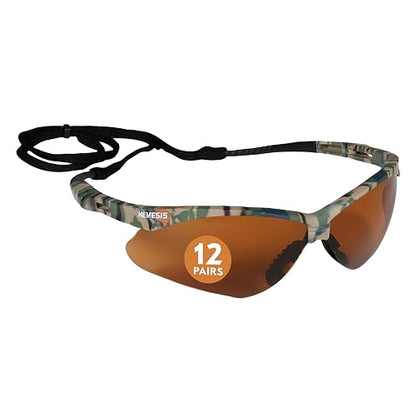 Jackson Safety 19644 V30 Nemesis - Anteojos de Seguridad, Marco de Camo con Lente Bronce, Paquete de 12 Pares