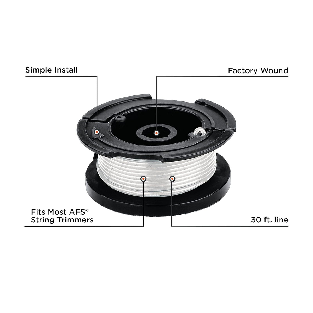 Black+Decker - Carrete de repuesto para cortadora (30 pies, 0.065 pulgadas, paquete de 2 (AF-100-2)