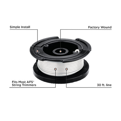 Black+Decker - Carrete de repuesto para cortadora (30 pies, 0.065 pulgadas, paquete de 2 (AF-100-2)